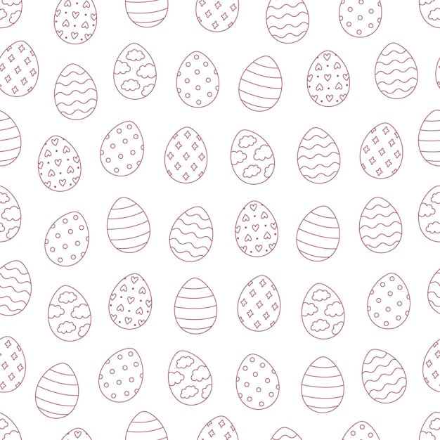 Vector outline easter eggs seamless pattern coloring book happy easter printing on textiles wallpaper