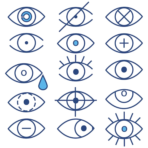 Vector outline eye icons open and closed eyes images