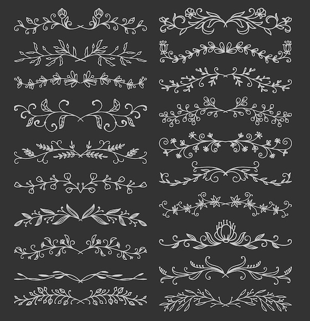 Outline floral twigs sprigs border embellishment