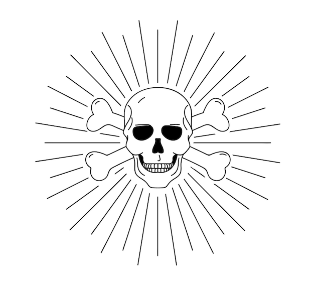 Outline graphic illustration of human scull hand drawn