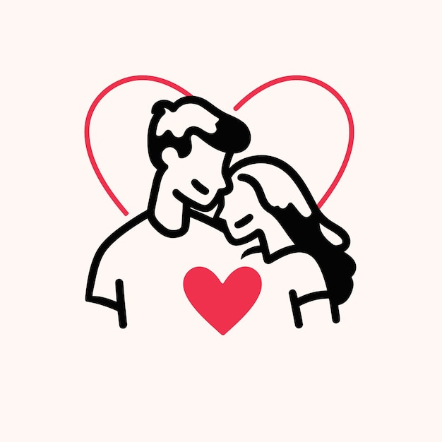 Outline graphic of love couple isolated background symbol