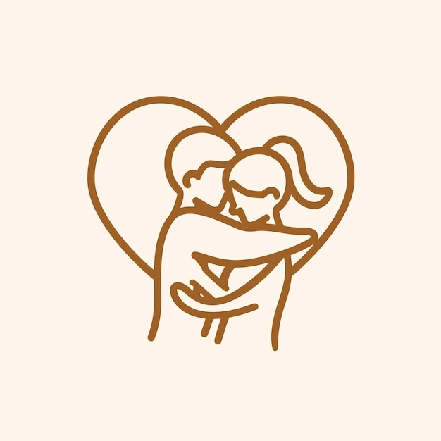 Outline graphic of love couple isolated background symbol