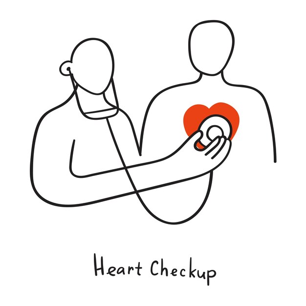 Outline icon. Heart checkup. Vector icon.