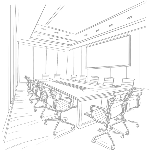 outline illustration for conference room black color only