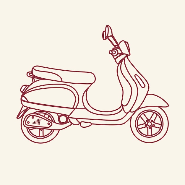  outline illustration of old school scooter