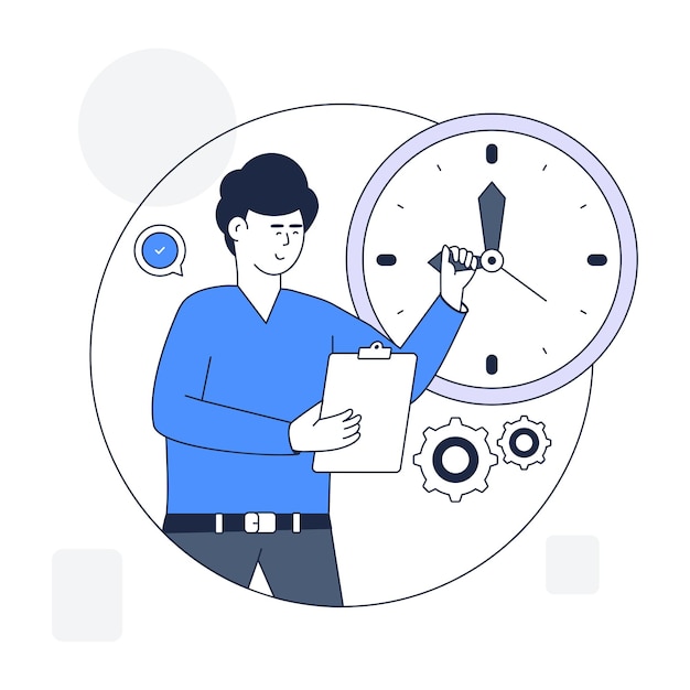 An outline illustration of time management is up for premium use