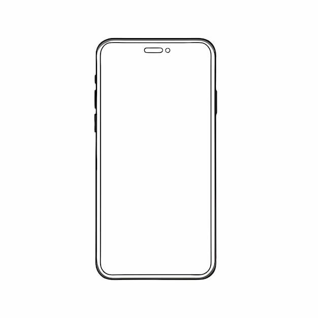 Vector outline line mockup template phone isolated white background 12