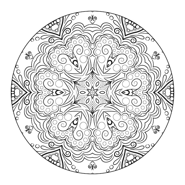 Outline mandala for coloring book, anti-stress therapy pattern, decorative round ornament