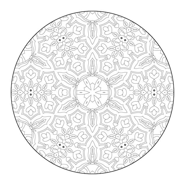 Outline mandala for coloring book, anti-stress therapy pattern, decorative round ornament