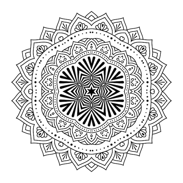 Outline mandala for coloring book, anti-stress therapy pattern, decorative round ornament