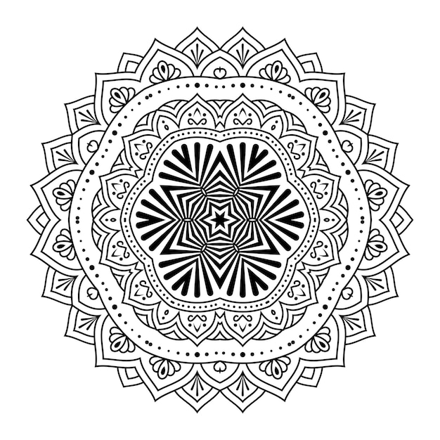 Outline mandala for coloring book, anti-stress therapy pattern, decorative round ornament