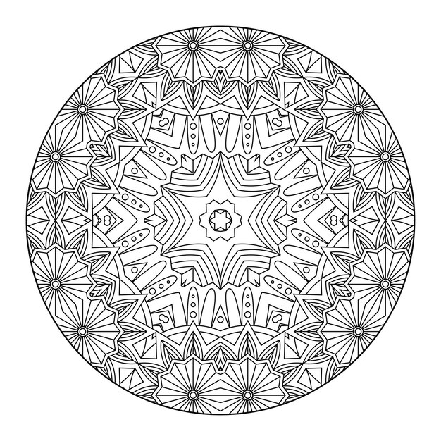 Outline mandala for coloring book, anti-stress therapy pattern, decorative round ornament