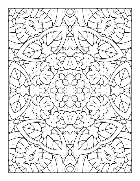 Outline mandala coloring page for coloring book and adult coloring page with black white line art