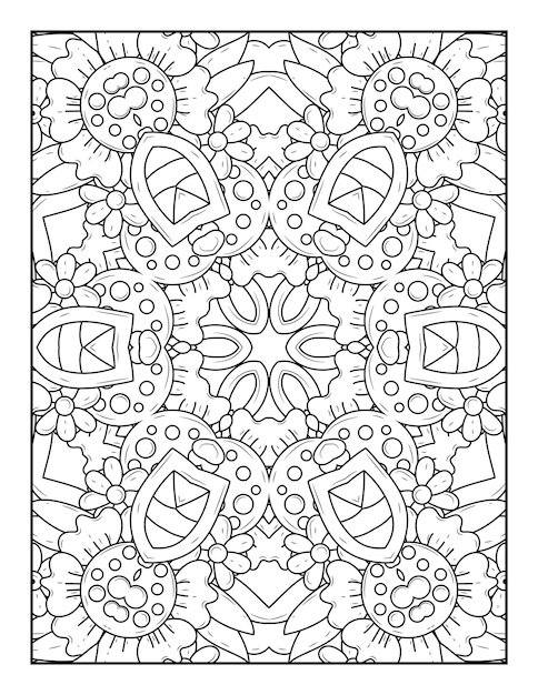 Outline mandala coloring page for coloring book and adult coloring page with black white line art