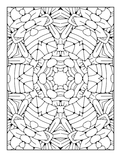 Outline mandala coloring page for coloring book and adult coloring page with black white line art