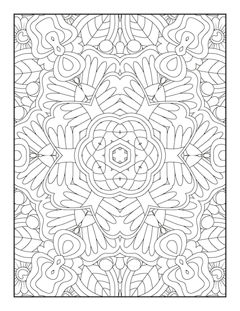 Outline mandala coloring page for coloring book and adult coloring page with black white line art