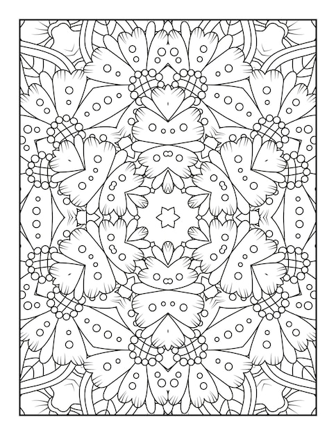 Outline mandala coloring page for coloring book and adult coloring page with black white line art