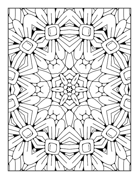 Outline mandala coloring page for coloring book and adult coloring page with black white line art