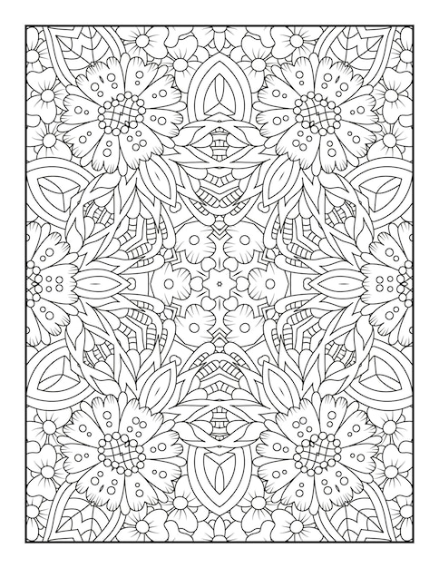 Outline mandala coloring page for coloring book and adult coloring page with black white line art