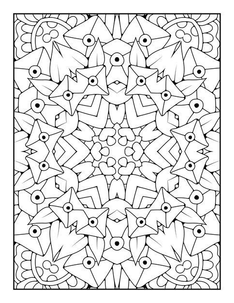 Vector outline mandala coloring page for coloring book and adult coloring page with black white line art