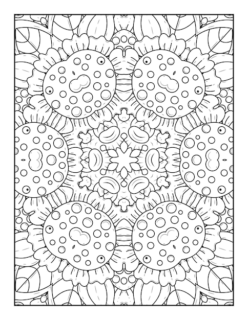 Outline mandala coloring page for coloring book and adult coloring page with black white line art