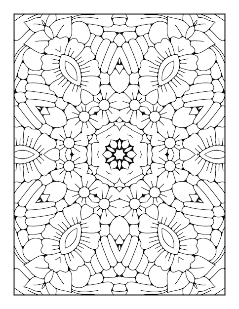 Outline mandala coloring page for coloring book and adult coloring page with black white line art