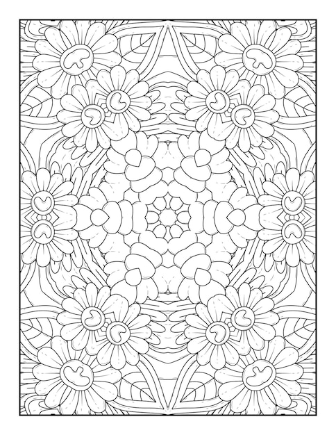 Outline mandala coloring page for coloring book and adult coloring page with black white line art