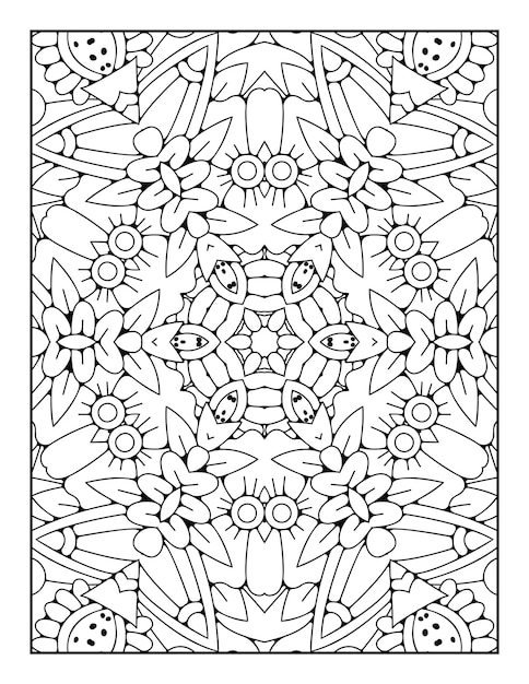 Outline mandala coloring page for coloring book and adult coloring page with black white line art