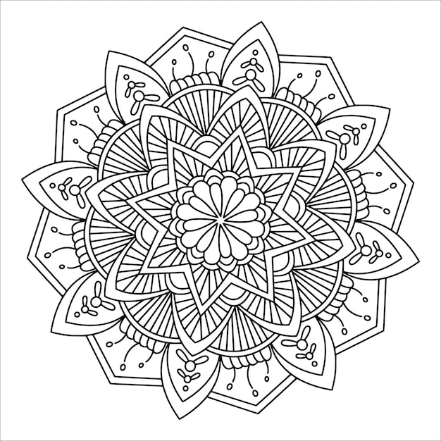 Outline Mandala Pattern Antistress coloring pages for adult Hand drawn illustration