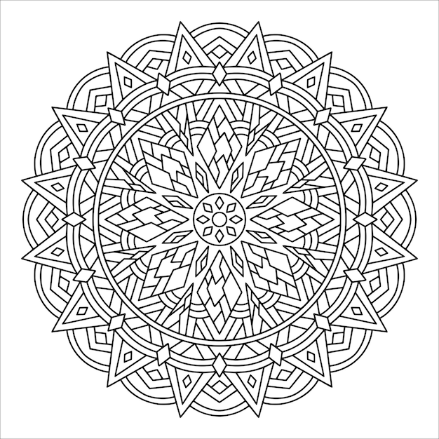 Outline Mandala Pattern Antistress coloring pages for adult Hand drawn illustration