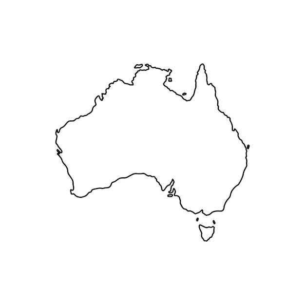 Outline map of Australia on white background Vector map with contour