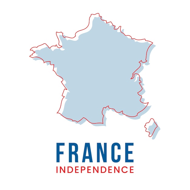 Outline Map of France Vector Design Template