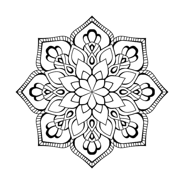 Outline ornamental floral mandala pattern for background or coloring page