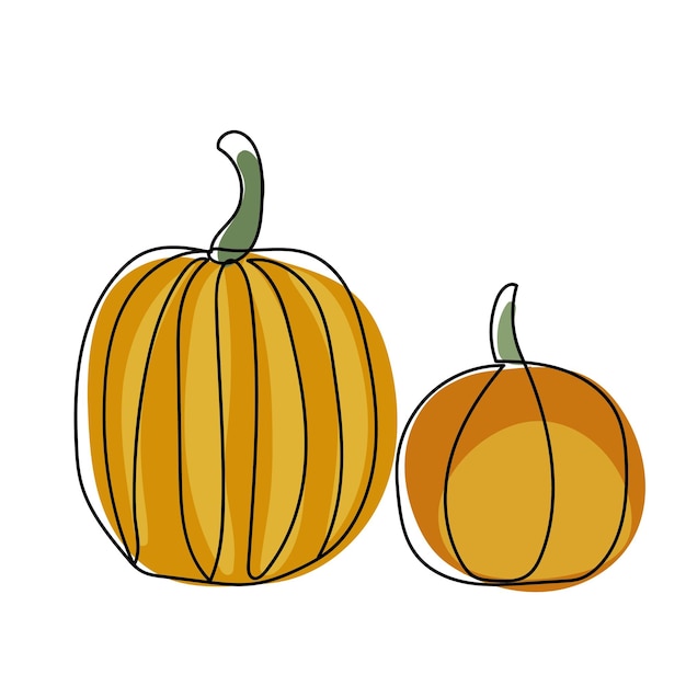 Outline of a pumpkins with bright abstract elements. Orange striped pumpkin