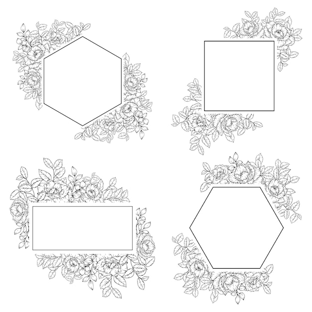 Outline rose flower frame decoration