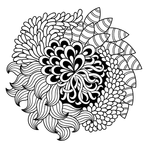 Outline round flower in mehndi style.