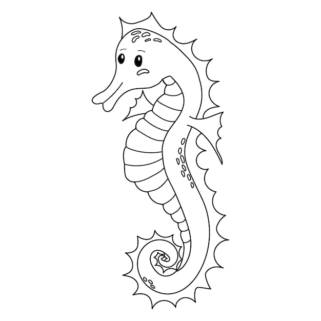 Vector outline seahorse illustration