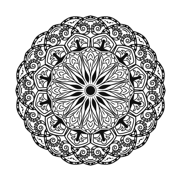 Outline Seamless mandala pattern, vintage decorative elements, hand drawn background premium Vector