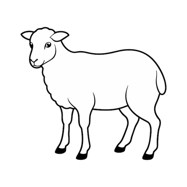 Vector outline sheep silhouette vector illustration on white background