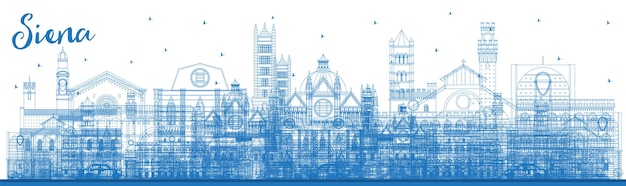 Outline Siena Tuscany Italy City Skyline with Blue Buildings Vector Illustration Siena Cityscape with Landmarks