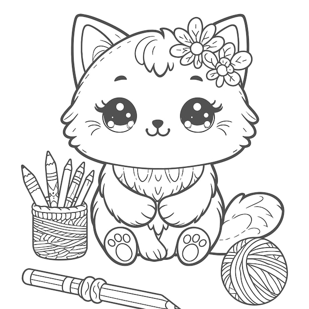 Outline simple cute tiger black and white vector illustrations