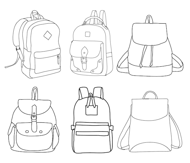 Outline simple sketch of a backpack