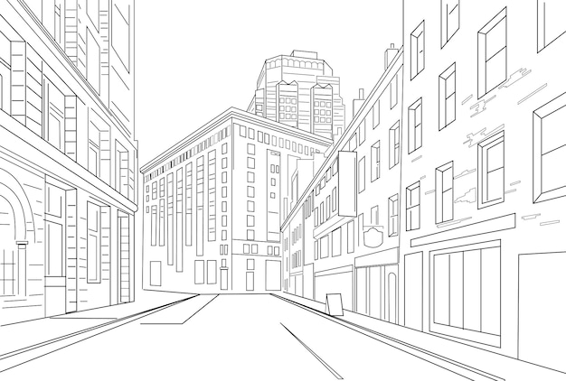 Outline sketch vector of an city