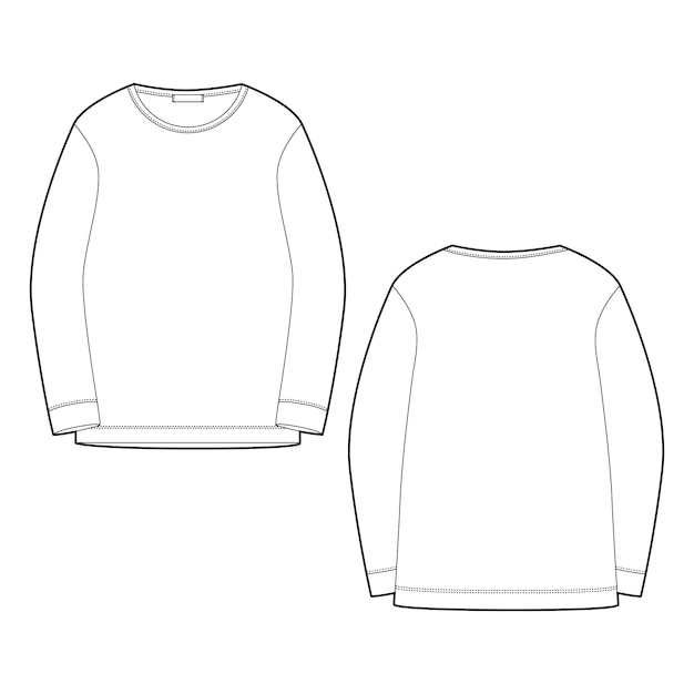 Outline technical sketch sweatshirt isolated on white background