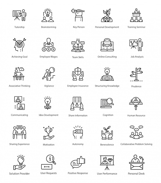 Outline Vector Icons of Human Resource