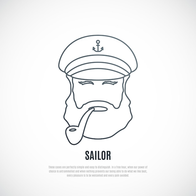 Outline vector illustration of captain