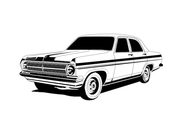 outline vintage car vector illustration