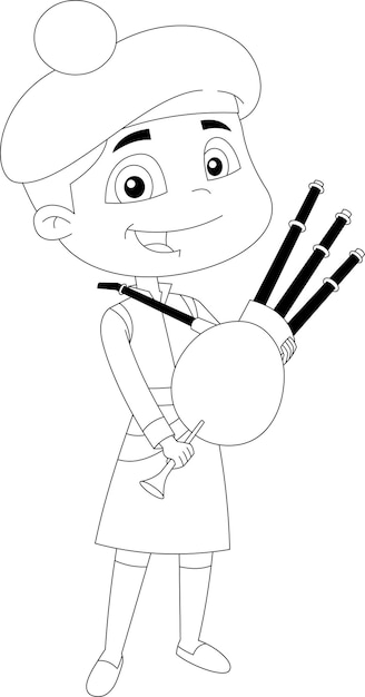 Outlined The 12 Days Of Christmas - 11Th Day - Eleven Pipers Piping. Vector Hand Drawn Illustration