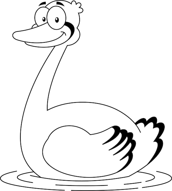 Outlined The 12 Days Of Christmas - 7Th Day - Seven Swans A Swimming. Vector Illustration