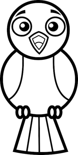 Outlined Bird Cartoon Character Singing. Vector Hand Drawn Illustration